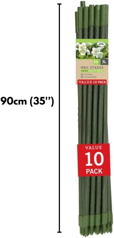 Green extendable plant support stakes for garden plants