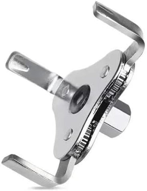 Adjustable oil filter removal tool with steel jaws