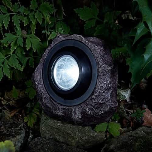 Rock effect garden light with directional spotlight