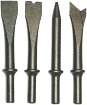 Air chisel kit for rust removal and surface preparation.
