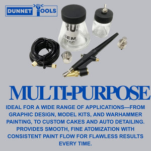 airbrush set with paint jars and hose
