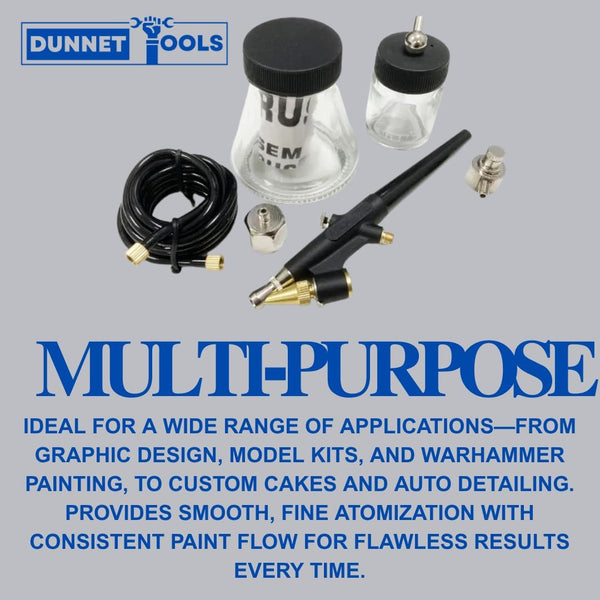 airbrush set with paint jars and hose