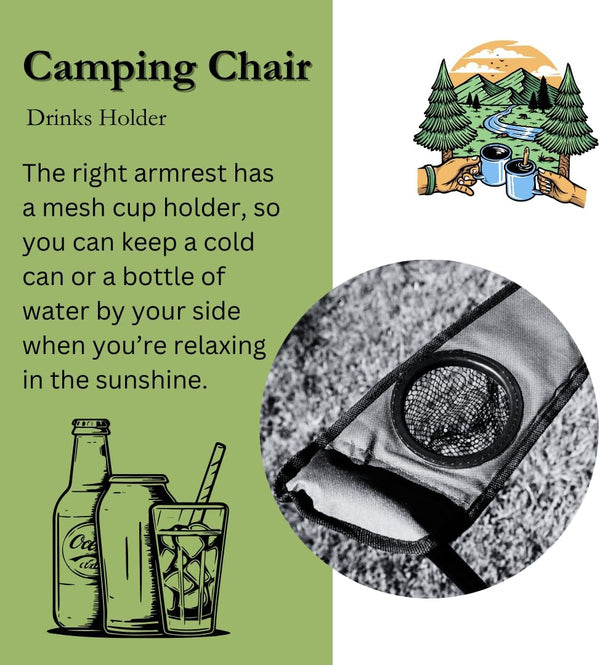 Outdoor camping chair with ergonomic backrest