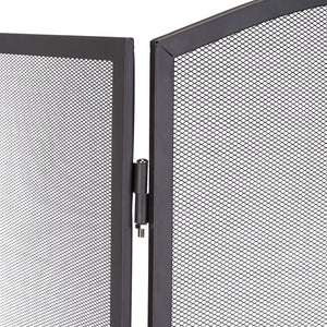Matt black metal fireplace screen guard