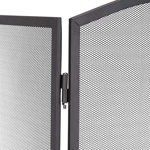 Matt black metal fireplace screen guard