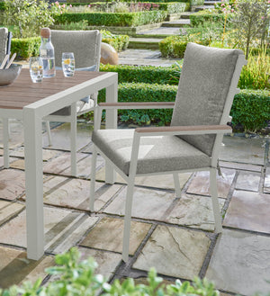 Beige aluminium garden dining furniture