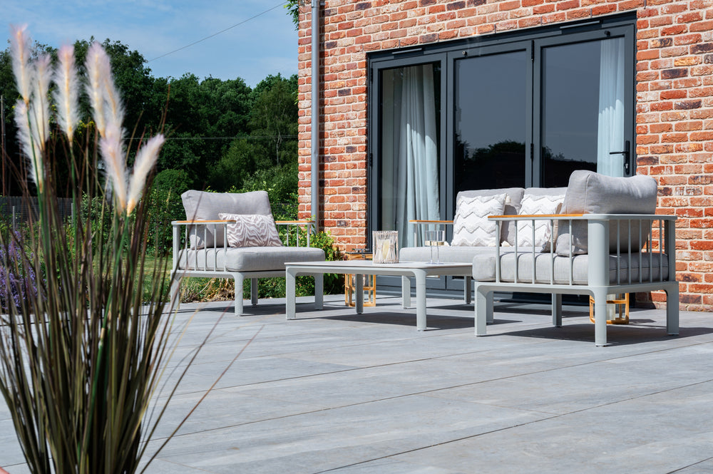 Outdoor lounge chairs with cushions
