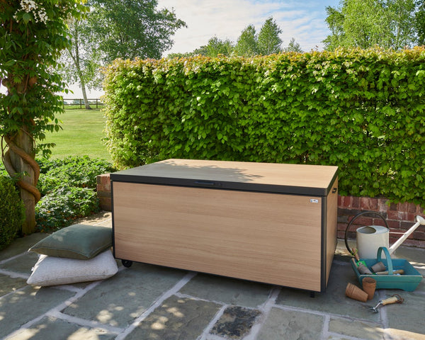 Outdoor wood effect storage chest