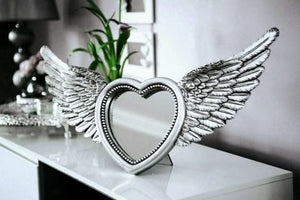 Silver angel wings mirror and photo frame