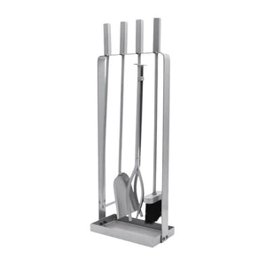 Contemporary fireside accessory set with stand