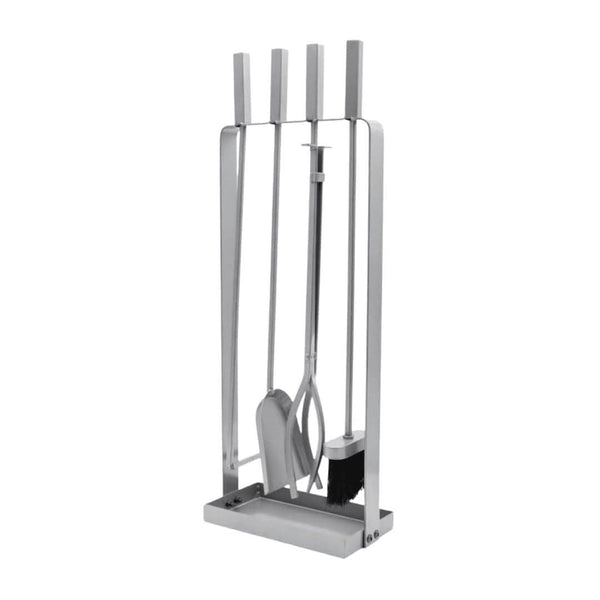 Contemporary fireside accessory set with stand