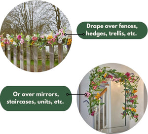 Vibrant hanging flower garland for wedding decoration