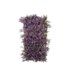 Expandable willow trellis with violet flowers