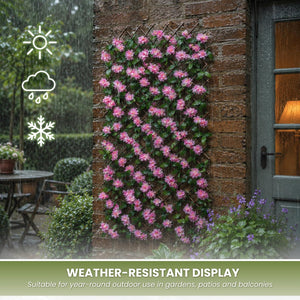 Artificial pink flower trellis for garden privacy