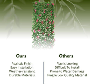 garden fence screening with artificial leaves