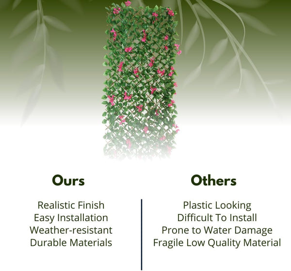 garden fence screening with artificial leaves