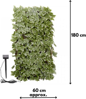 artificial ivy fence screening with solar lighting