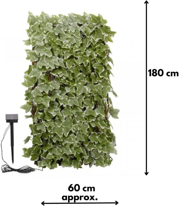 artificial ivy fence screening with solar lighting