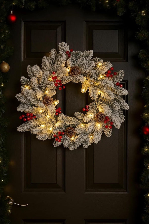 Battery operated Christmas wreath decoration.