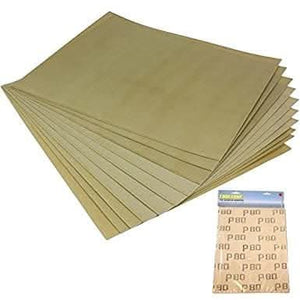 Assorted grit sandpaper sheets with fine medium and coarse grades