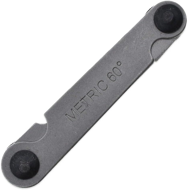 Engineering thread measurement tool with laser markings.