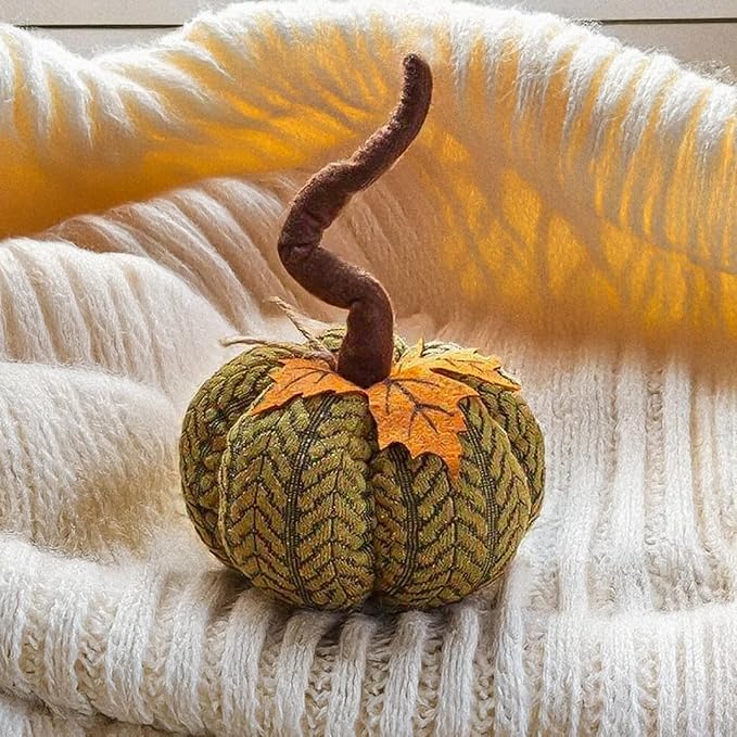 3x Small Plush Pumpkin Autumn Decoration