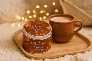 Decorative autumn tin candle