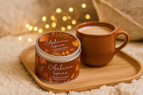 Decorative autumn tin candle
