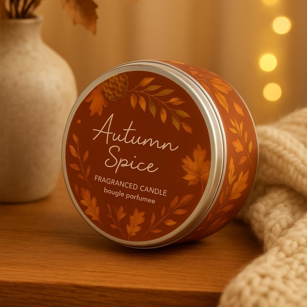 Autumn spice scented tin candle