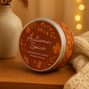 Autumn spice scented tin candle