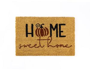 Seasonal welcome coir entrance mat