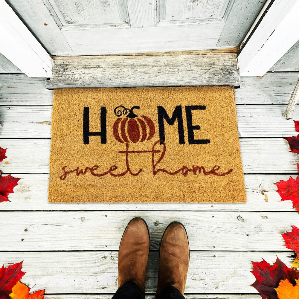 Seasonal welcome coir entrance mat