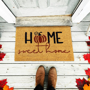 Seasonal welcome coir entrance mat