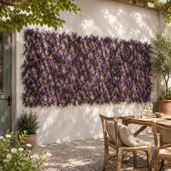 Violet Artificial Faux Leaves Flowers Decorative Trellis