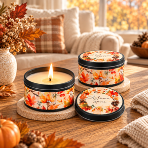Set of 2 Autumn Spiced Scented Candle Tin with Lid