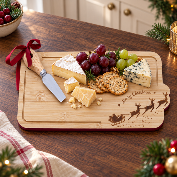 Christmas Wooden Santa Sleigh Cheese Serving Board