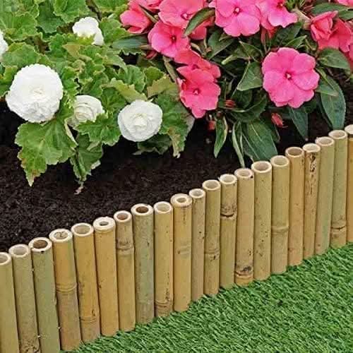 Decorative bamboo lawn edging for flower beds