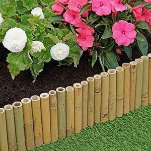Decorative bamboo lawn edging for flower beds