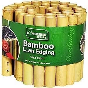 Rustic bamboo edging around flower beds