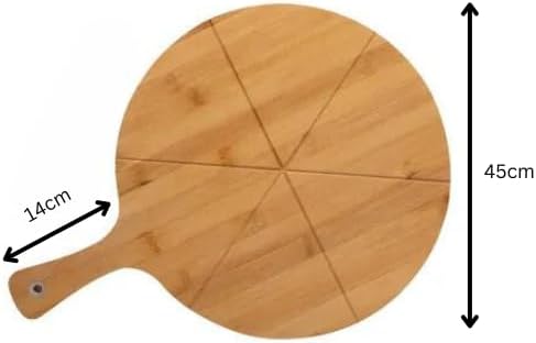 Wooden pizza board with six slice guides