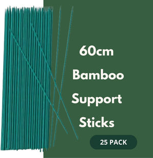 Natural bamboo stakes for tomatoes and peas.