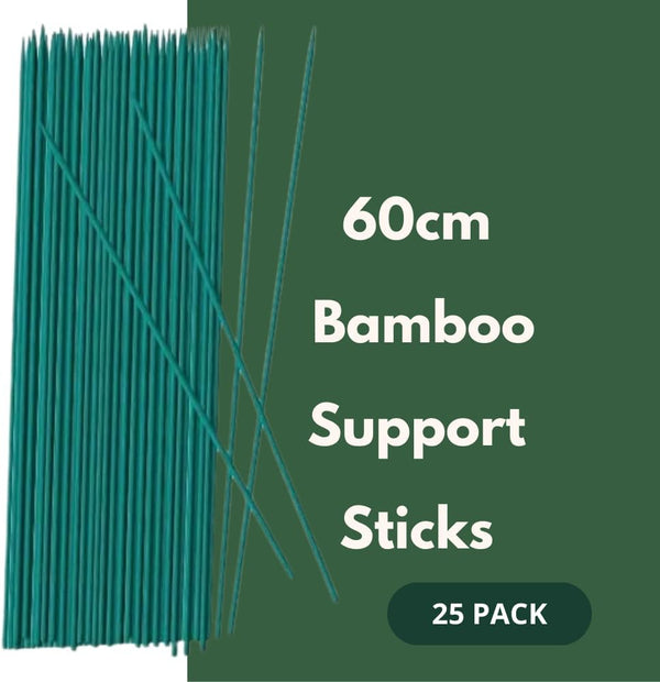 Natural bamboo stakes for tomatoes and peas.