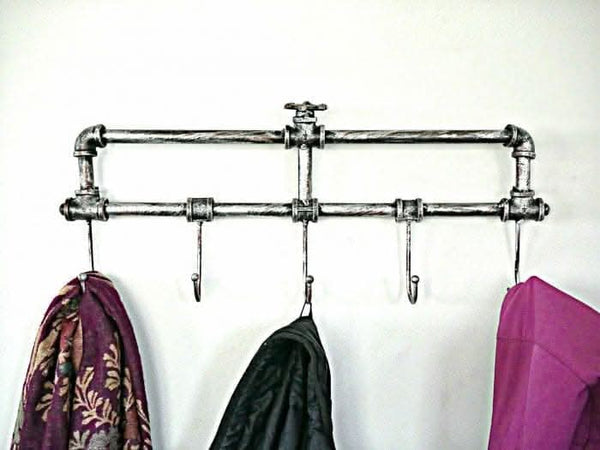 Industrial wall rack for coats and bags