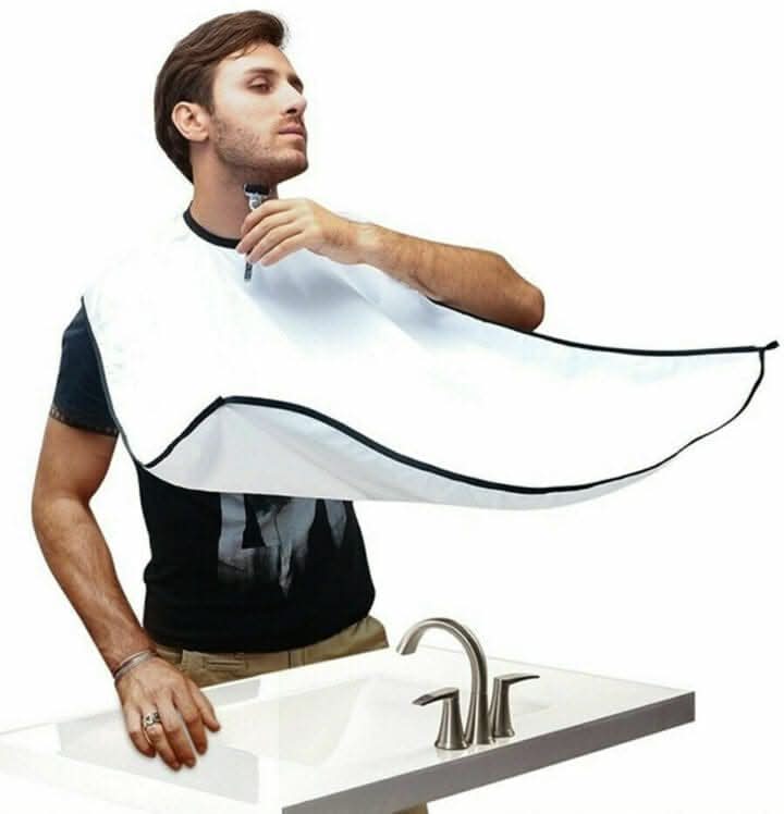 Mens beard trimming bib with suction cups