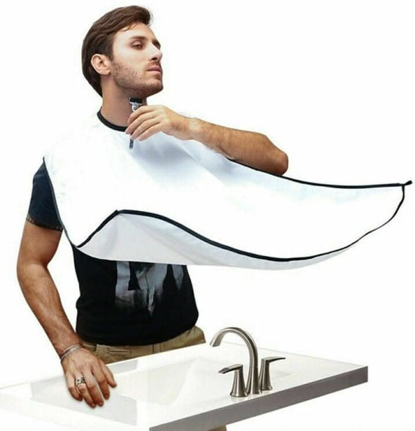 Waterproof beard hair catcher attached to a mirror