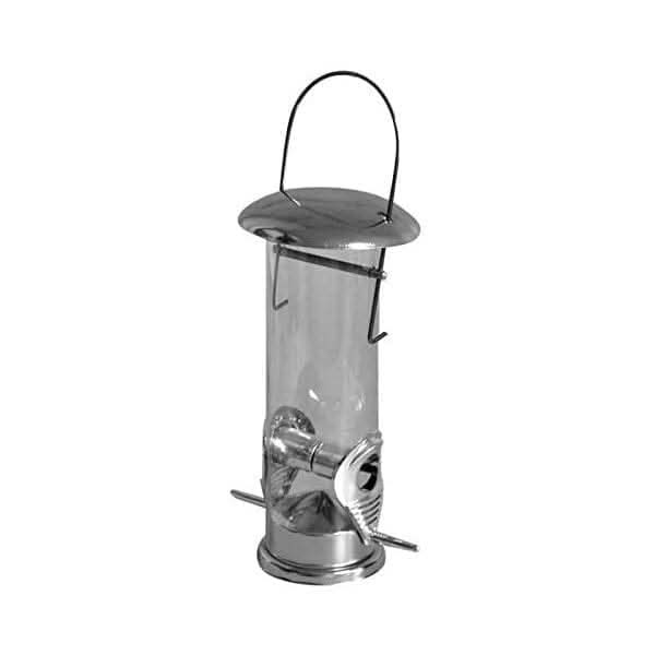 Metal bird feeder on a white background