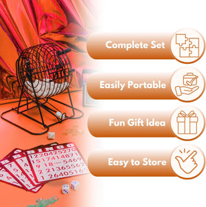 Traditional bingo set with caller board and numbered balls.
