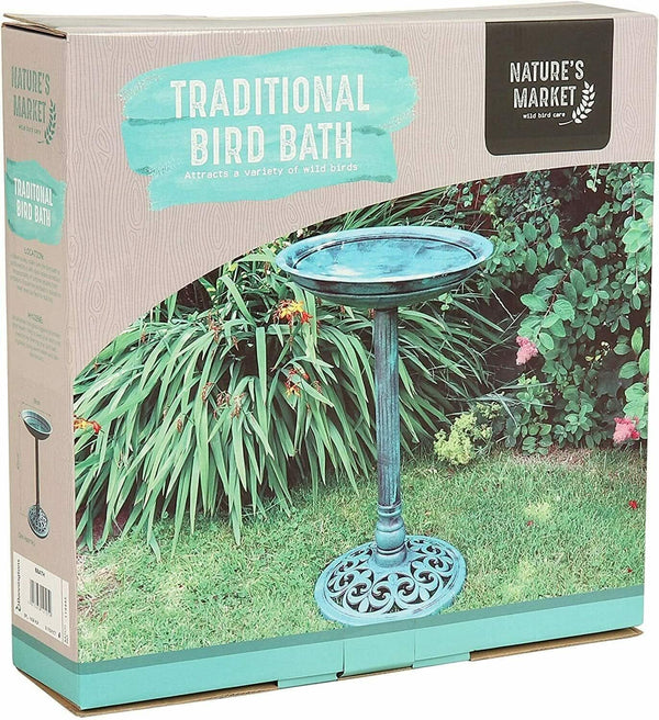 Traditional bird bath ornament for flower beds and pathways