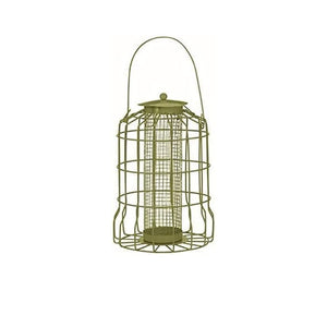 26cm metal caged bird feeder shown outdoors