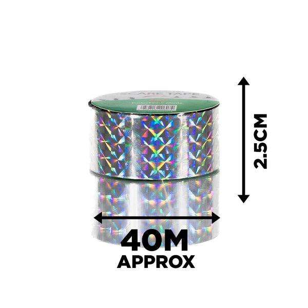 Double-sided reflective bird deterrent ribbon for gardens
